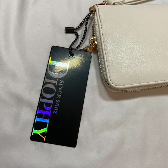Cool Cream Faux Leather Cream wallet wristlet strap NWT Diophy - Picture 5 of 10
